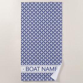Ocean Blue Custom Boat Name Geometric Pattern Strandlaken
