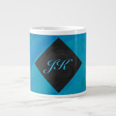 Ocean Blue en Black Monogram Jumbo Mok (Voorkant)