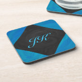 Ocean Blue en Black Monogram Onderzetter (Linkerzijde)