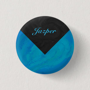 Ocean Blue en Black Monogram Ronde Button 3,2 Cm