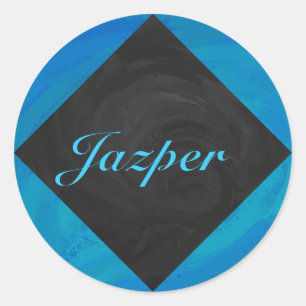 Ocean Blue en Black Monogram Ronde Sticker