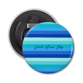 Ocean Blue en Green Striped Button Flesopener