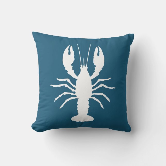 Ocean Blue en White Lobster Shape Buitenkussen (Voorkant)