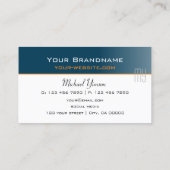 Ocean Blue en White met Monogram Professional Visitekaartje (Achterkant)