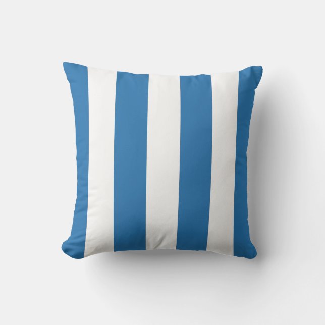 Ocean Blue en White Striped Kussen (Voorkant)