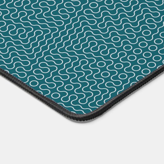 Ocean Blue en White Wavy Lines Design Bureaumat (Hoek)