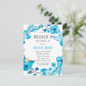Ocean Blue Floral Brunch & Bubbly Invitation (Debout devant)