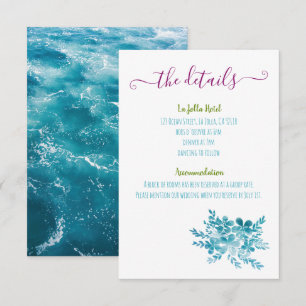 Ocean Blue Floral Wedding Enclosure Kaarten