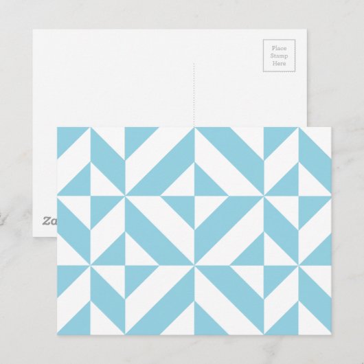 Ocean Blue Geometric Deco Cube Pattern Briefkaart (Voorkant / Achterkant)