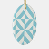 Ocean Blue Geometric Deco Cube Pattern Keramisch Ornament (Rechts)