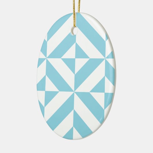 Ocean Blue Geometric Deco Cube Pattern Keramisch Ornament (Links)