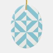 Ocean Blue Geometric Deco Cube Pattern Keramisch Ornament (Voorkant)