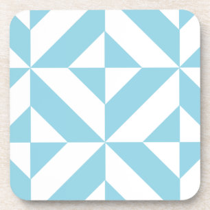 Ocean Blue Geometric Deco Cube Pattern Onderzetter