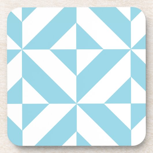 Ocean Blue Geometric Deco Cube Pattern Onderzetter (Voorkant)