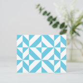 Ocean Blue Geometric Deco Pattern Briefkaart (Staand voorkant)