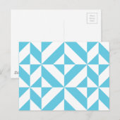 Ocean Blue Geometric Deco Pattern Briefkaart (Voorkant / Achterkant)