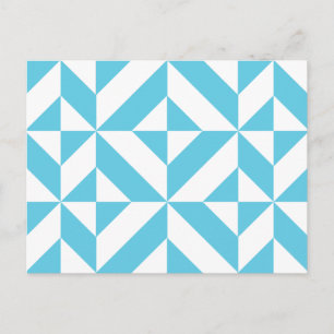 Ocean Blue Geometric Deco Pattern Briefkaart