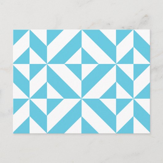 Ocean Blue Geometric Deco Pattern Briefkaart (Voorkant)