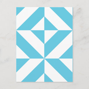 Ocean Blue Geometric Deco Pattern Briefkaart