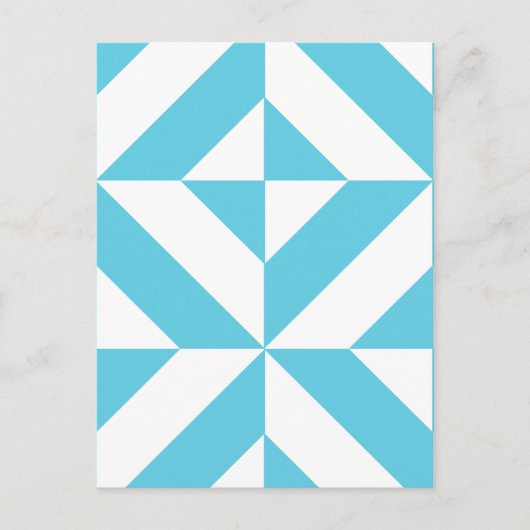 Ocean Blue Geometric Deco Pattern Briefkaart (Voorkant)