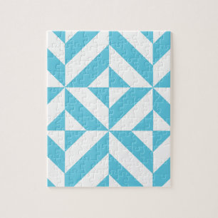 Ocean Blue Geometric Deco Pattern Legpuzzel