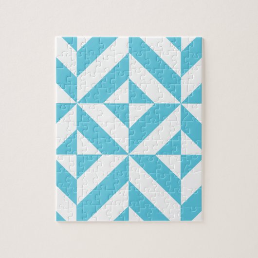 Ocean Blue Geometric Deco Pattern Legpuzzel (Verticaal)