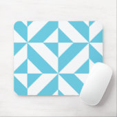 Ocean Blue Geometric Deco Pattern Muismat (Met muis)