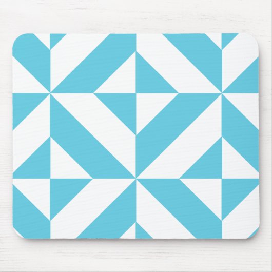 Ocean Blue Geometric Deco Pattern Muismat (Voorkant)
