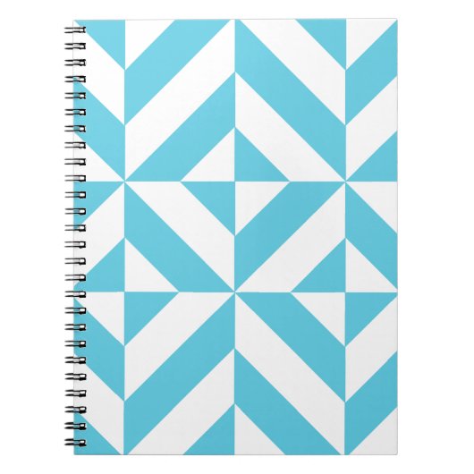 Ocean Blue Geometric Deco Pattern Notitieboek (Voorkant)