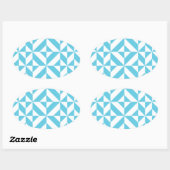 Ocean Blue Geometric Deco Pattern Ovale Sticker (Vel)