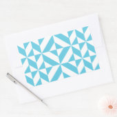 Ocean Blue Geometric Deco Pattern Rechthoekige Sticker (Envelop)