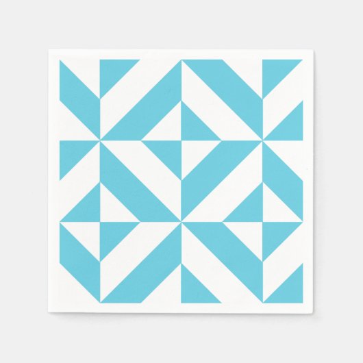 Ocean Blue Geometric Deco Pattern Servetten (Voorkant)