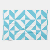 Ocean Blue Geometric Deco Pattern Theedoek (Horizontaal)