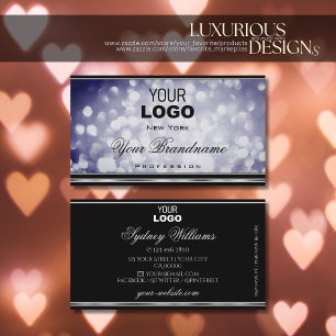 Ocean Blue Glitter Logo Black Silver Decour Border Visitekaartje