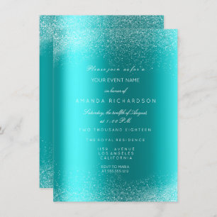 Ocean Blue Glitter Spark Sand Bridal Birthday Kaart