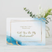 Ocean Blue Gold Agate Je bent mijn Bridesmaïde Uit Kaart (Staand voorkant)
