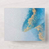 Ocean Blue Gold Agate Wedding All In One Uitnodiging (Achterkant)