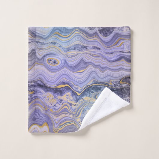 OCEAN BLUE GOLD MARBLE SWIRL TOWEL SET BAD HANDDOEK (Wasdoekje)