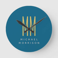 Ocean Blue Gold Monogram Initiaal Letters Naam