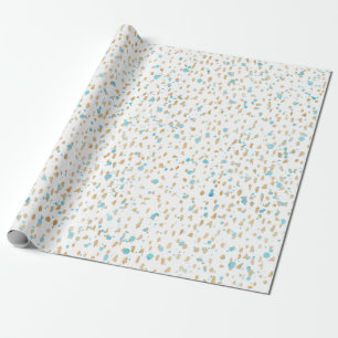 Ocean Blue Gold Sand-Stippen Cadeaupapier