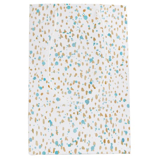 Ocean Blue Gold Sand-Stippen Medium Cadeauzakje (Voorkant)