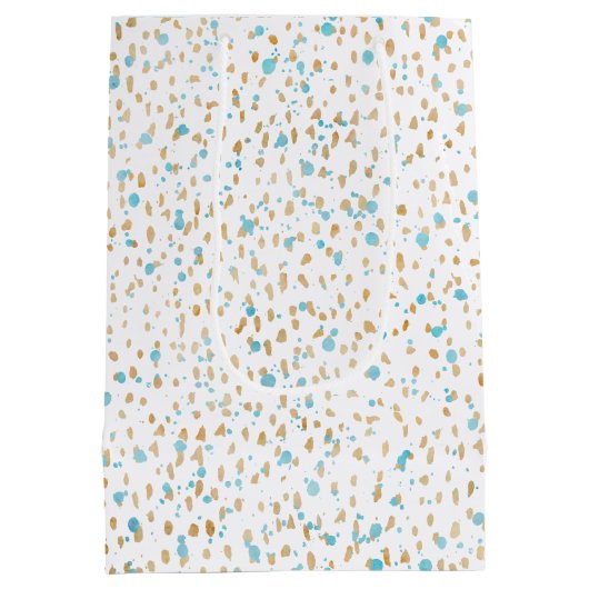 Ocean Blue Gold Sand-Stippen Medium Cadeauzakje (Achterkant)