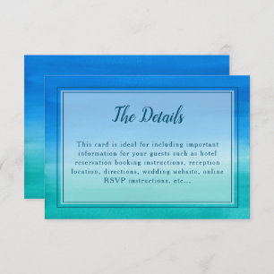 Ocean Blue Green Beach Détails de mariage Carte