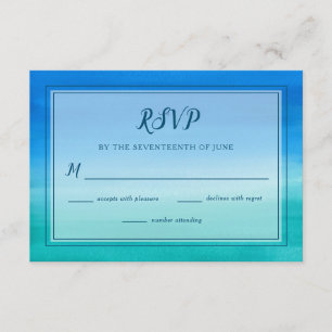 Ocean Blue Green Beach Wedding Carte RSVP