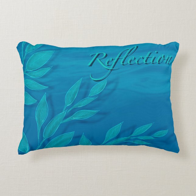 Ocean blue green bladeren reflectiescript accent kussen (Voorkant)