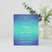 Ocean Blue Green Tropical Palm Wedding Uitnodiging (Staand voorkant)