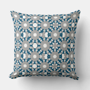 Ocean Blue Grey Wit Verbonden Cirkelenpatroon Kussen
