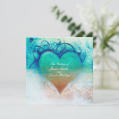 Ocean Blue Heart Beach Invitations tropicales (Debout devant)
