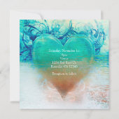 Ocean Blue Heart Beach Invitations tropicales (Dos)