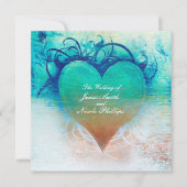 Ocean Blue Heart Beach Invitations tropicales (Devant)
